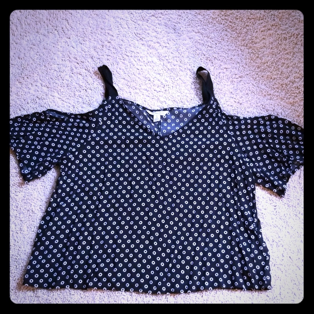 Calvin Klein Cut Out Cold Shoulder Top